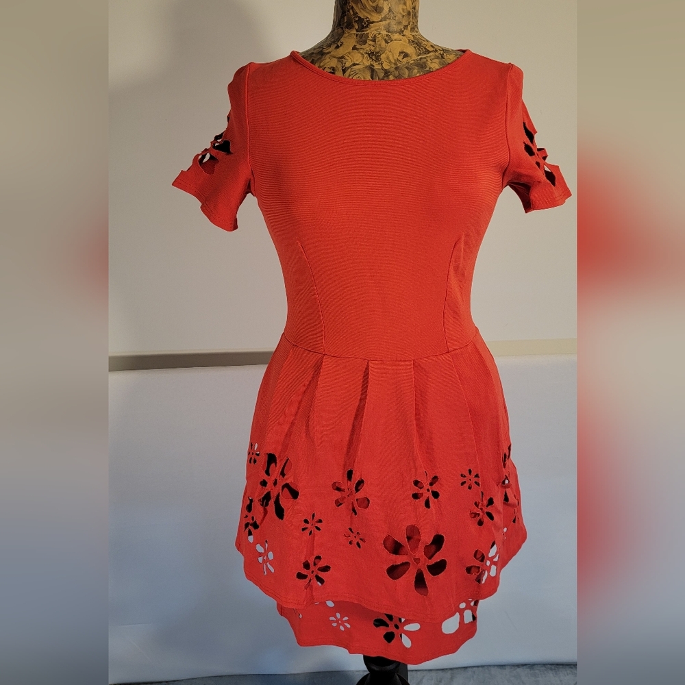 ASOS Red Floral Cutout Mini Dress